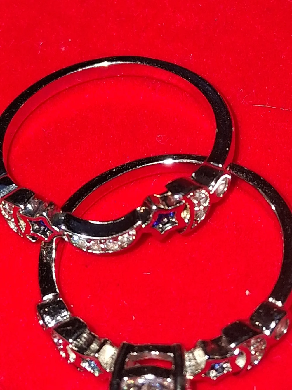 S925 Source Unknown Silver Ring with Deep Blue and White Stones